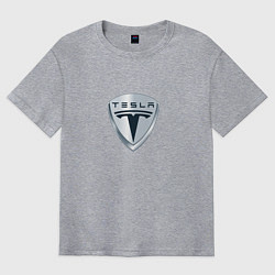 Футболка оверсайз мужская Tesla logo, цвет: меланж