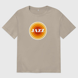 Футболка оверсайз мужская Джаз ретро в желтом, цвет: миндальный