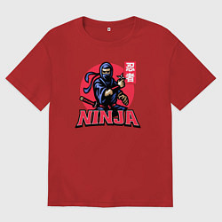 Футболка оверсайз мужская Японский ниндзя, цвет: красный