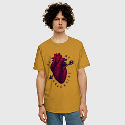 Футболка оверсайз мужская Be my valentine, цвет: горчичный — фото 2