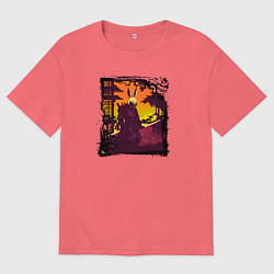 Футболка оверсайз мужская Восточно-ушастая битва, цвет: коралловый