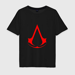 Футболка оверсайз мужская Red logo of assassins, цвет: черный