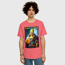 Футболка оверсайз мужская In beer we trust - motto, цвет: коралловый — фото 2