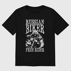 Футболка оверсайз мужская Медведь байкер, цвет: черный