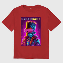 Футболка оверсайз мужская Cyber Bart - neon glow ai art fantasy, цвет: красный