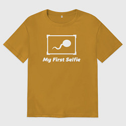 Футболка оверсайз мужская Первое селфи, цвет: горчичный