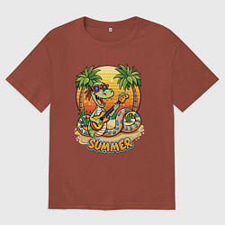 Мужская футболка оверсайз Змея на летнем вайбе