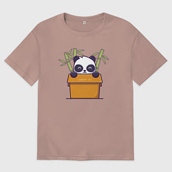 Футболка оверсайз мужская Панда в коробке, цвет: пыльно-розовый