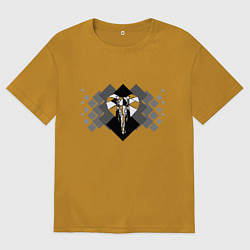 Футболка оверсайз мужская Слон мозаика геометрия, цвет: горчичный