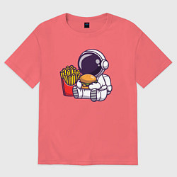 Футболка оверсайз мужская Голодный космонавт, цвет: коралловый