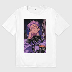 Футболка оверсайз мужская Магическая битва Юдзи Итадори токио, цвет: белый