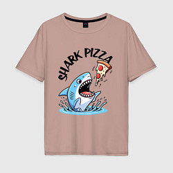 Футболка оверсайз мужская Shark pizza - ai art fantasy, цвет: пыльно-розовый