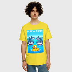 Футболка оверсайз мужская Duck vs shark - ai art fantasy, цвет: желтый — фото 2