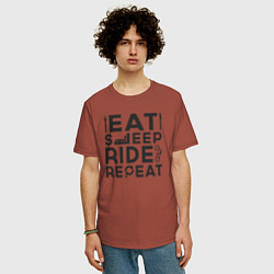 Футболка оверсайз мужская Eat sleep ride repeat, цвет: кирпичный — фото 2