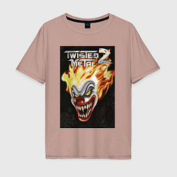 Мужская футболка оверсайз Twisted metal 2 - clown head