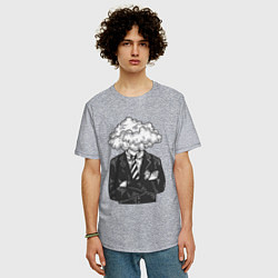 Футболка оверсайз мужская Босс туча, цвет: меланж — фото 2