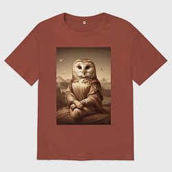 Мужская футболка оверсайз Сова Мона - фантазия от нейросети