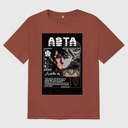 Футболка оверсайз мужская Чёрный клевер Аста коллаж, цвет: кирпичный