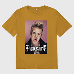 Футболка оверсайз мужская Papa Roach - Jacoby Shaddix, цвет: горчичный