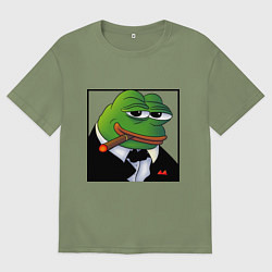 Мужская футболка оверсайз Пепе буржуй в смокинге