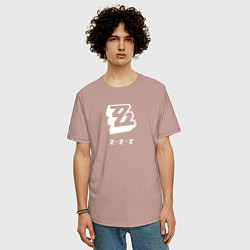 Футболка оверсайз мужская Zenless Zone Zero logo, цвет: пыльно-розовый — фото 2