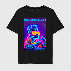 Мужская футболка оверсайз Bart Simpson - neon fantasy ai art