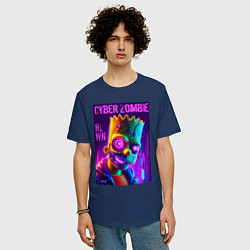 Футболка оверсайз мужская Bart Simpson cyber zombie - halloween ai art, цвет: тёмно-синий — фото 2