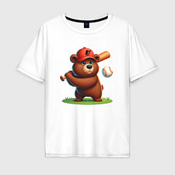 Футболка оверсайз мужская Bear cub batter Baltimore Orioles - ai art, цвет: белый