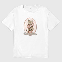 Мужская футболка оверсайз Милый котенок в винтажном стиле