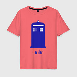 Футболка оверсайз мужская Tardis - London, цвет: коралловый