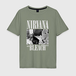 Футболка оверсайз мужская Nirvana bleach black album, цвет: авокадо