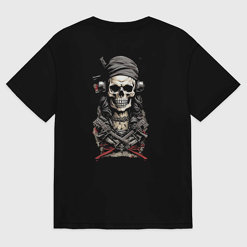 Мужская футболка оверсайз Старая рокерша сзади / Черный – фото 2