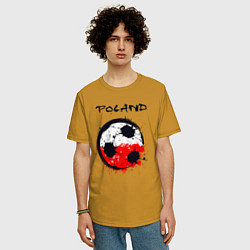 Футболка оверсайз мужская Сборная Польши, цвет: горчичный — фото 2