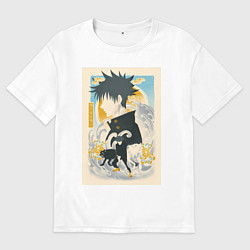 Футболка оверсайз мужская Магическая битва Мэгуми Фусигуро тень, цвет: белый