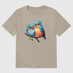 Мужская футболка оверсайз Разговор двух птичек