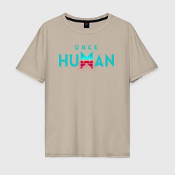 Мужская футболка оверсайз Once human logo