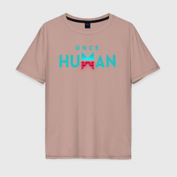 Футболка оверсайз мужская Once human logo, цвет: пыльно-розовый