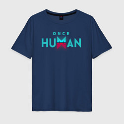 Футболка оверсайз мужская Once human logo, цвет: тёмно-синий