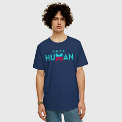 Футболка оверсайз мужская Once human logo, цвет: тёмно-синий — фото 2