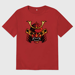 Футболка оверсайз мужская Самурай с клыками, цвет: красный