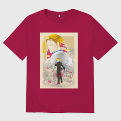 Футболка оверсайз мужская Магическая битва Кэнто Нанами офисный рабочий, цвет: маджента