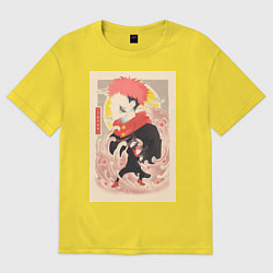 Футболка оверсайз мужская Магическая битва Сукуна Рёмэн арт, цвет: желтый