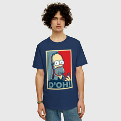 Футболка оверсайз мужская Homer with donut, цвет: тёмно-синий — фото 2