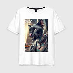 Мужская футболка оверсайз Cool dude panther from New York - ai art