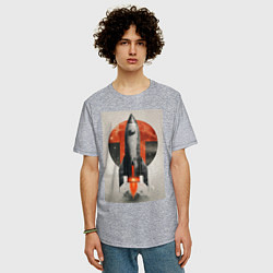 Футболка оверсайз мужская Постер ракеты, цвет: меланж — фото 2