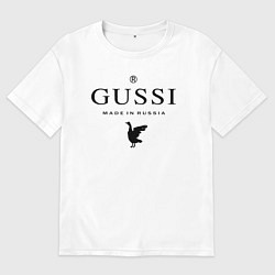 Футболка оверсайз мужская Гусси черный - сделано в России, цвет: белый