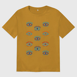 Мужская футболка оверсайз Глаза с ресницами узор