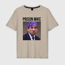 Футболка оверсайз мужская Prison mike Michael Scott - офис, цвет: миндальный