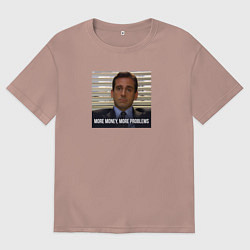 Футболка оверсайз мужская More money, more problems - the office, цвет: пыльно-розовый