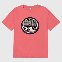 Футболка оверсайз мужская Женева, цвет: коралловый